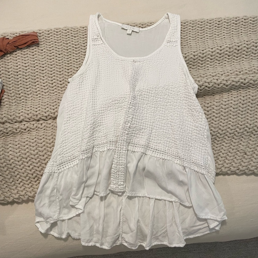 Anthropologie cotton white textured tank top